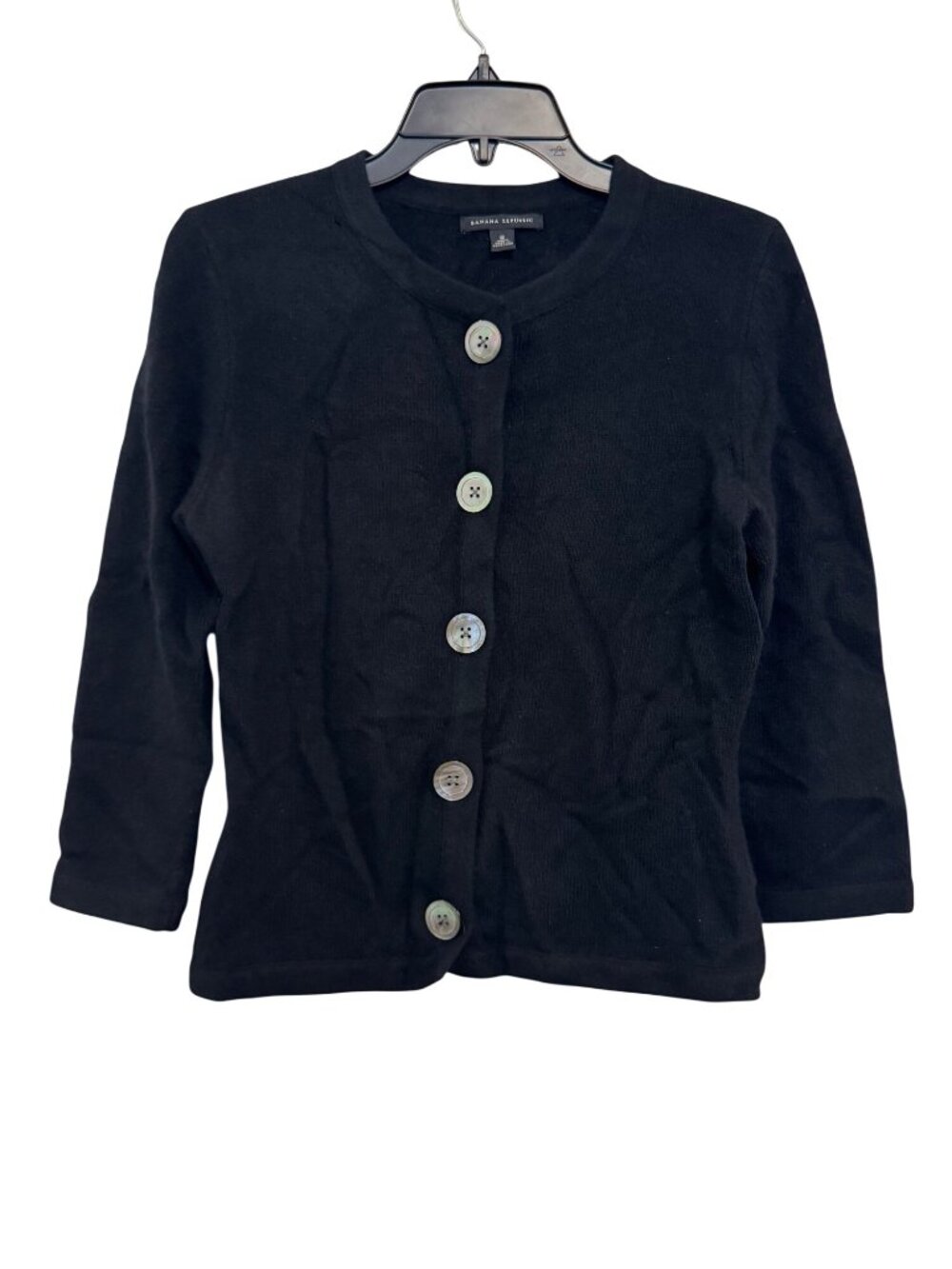Banana Republic Black Angora Wool Blend Button-Up Cardigan Sweater M